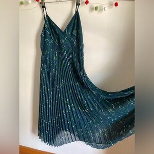 Uniqlo Pleated camisole printed dress - dark green